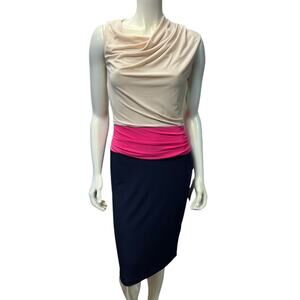 Susie Chin for Maggie Boutique Tan Black Pink Dress Size 4 NWT